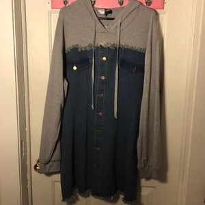 Forever 21 Plus Denim Hoodie Dress